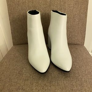 White heeled booties